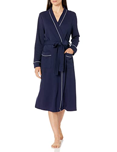 Amazon Essentials Bata Larga Ligera con Diseño Gofrado (Disponible en Tallas Grandes) Mujer, Azul Marino, S