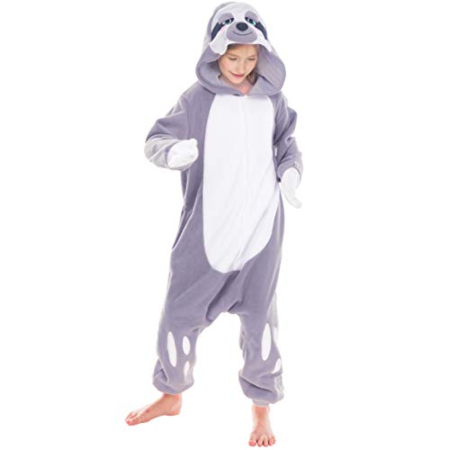 Spooktacular Creations Pijama unisex para niños, de una pieza, de peluche, disfraz de animal perezoso Medio (8-10 años)