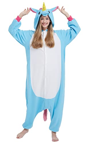 pijama unicornio azul, pijama Animal Entero Unisex para Adultos con Capucha Cosplay