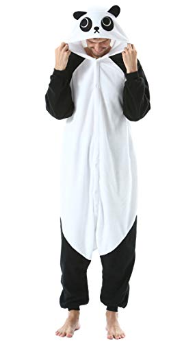 Pijama Animal Entero Unisex para Adultos con Capucha Cosplay Pyjamas Ropa de Dormir Kigurumi Traje de Disfraz para Festival de Carnaval Halloween Navidad Panda