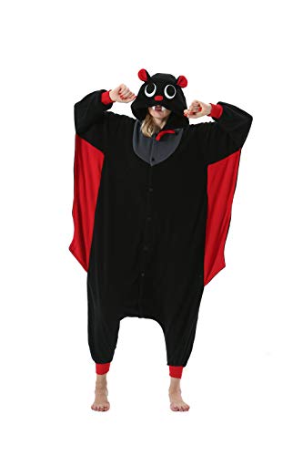 AniKigu Unisex Adultos Mono Pijamas de Animales Onesies Pijama Disfraces de Halloween Cospaly Ropa de Dormir MurciéLago