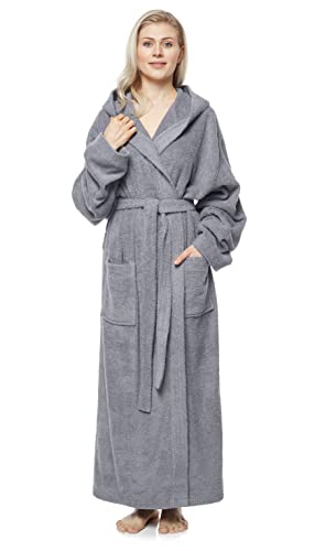 Arus Albornoz con capucha para mujer, extra largo, tamaño mujer: L, tamaño unisex: M-L, Gris