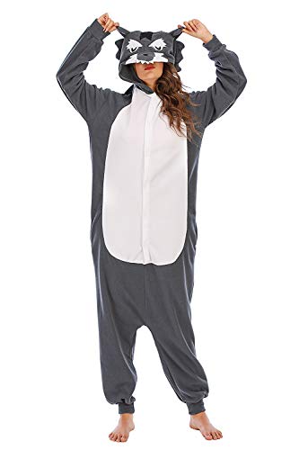 Pijama Animal Entero Unisex para Adultos con Capucha Cosplay Wolf Disfraz Homewear Mamelucos Ropa De Dormir Celebración de días Festivos,LTY33-2,S