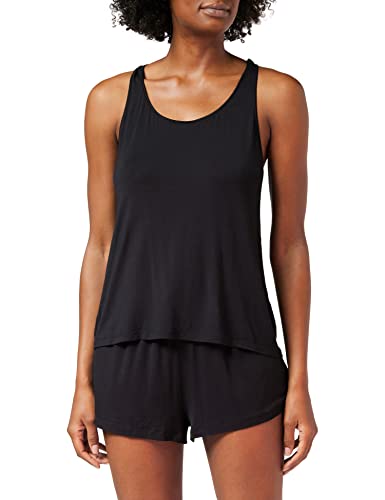 Iris & Lilly Conjunto de Pijama sin Mangas en Modal Mujer, Negro, 36