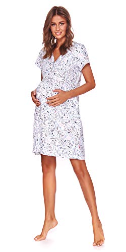 dn-nightwear Camisón de maternidad para mujer, para hospital, camisón de lactancia, camisón para embarazadas y maternidad, flower, XL