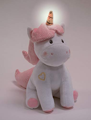 Jemini 023755-Unicornio 24 cm Peluche Musical y Luminoso, Color Blanco Rosa (023755)