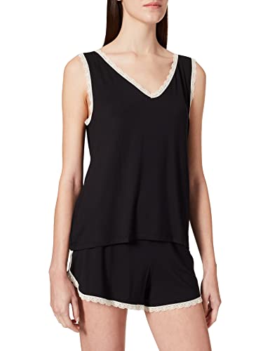IRIS & LILLY Pijama de Felpa Mujer, Negro, 42