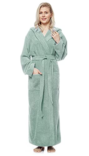 Arus Albornoz con capucha para mujer, extra largo, tamaño mujer: XL, tamaño unisex: L-XL, Verde claro