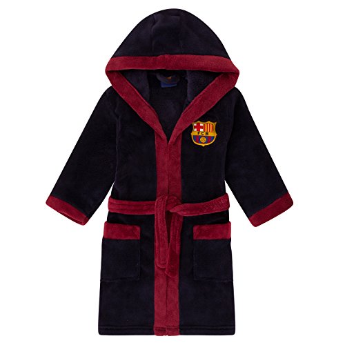 FC Barcelona - Batín oficial con capucha - Para niño - Forro polar - Azul marino - 3-4 años