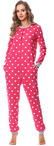 Merry Style Pijama Entero Una Pieza Ropa de Casa Mujer MS10-187 (Rosa/Corazones/Melange, S)