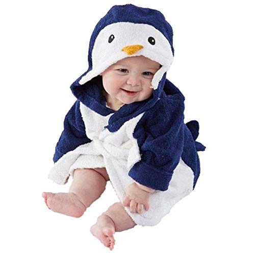Albornoz de bebé con capucha Toallas Unisex Bebé Bata Toalla para Toddle Terry Ultra Absorbente Durable Mantas - azul - S (0-18 meses)
