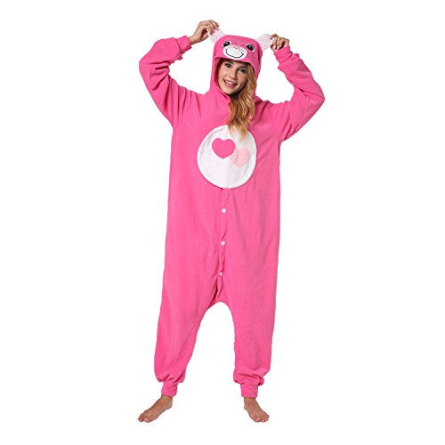 Katara- Pijamas Care Bears (4+ Modelos) Disney Traje de Oso Carnaval Adulto, Color amorosita rosa, Talla 155-165cm (1744)