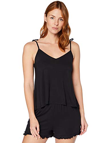 Iris & Lilly Conjunto de Pijama con Camisola en Modal Mujer, Negro, 38