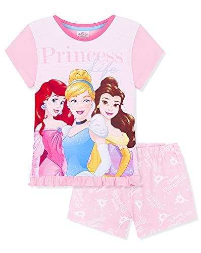 Disney Pijama Niña, Conjunto Verano Niña de Princesas 2 a 12 Años (Rosa, 7-8 años)