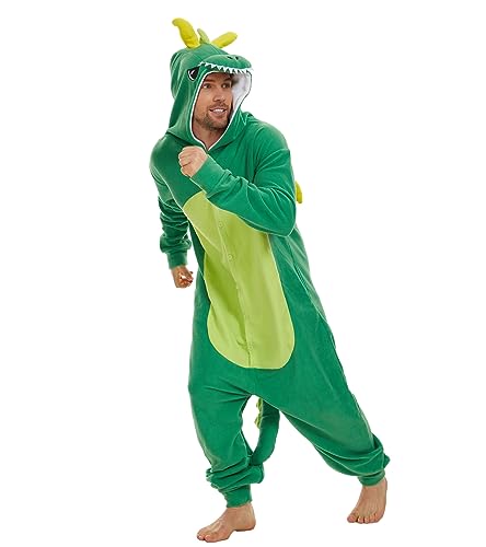 Guturris Pijama Dragón Adultos Unisex Halloween Cosplay Onesie Navidad Ropa de Dormir para Disfraces Mono Trajes Verde M