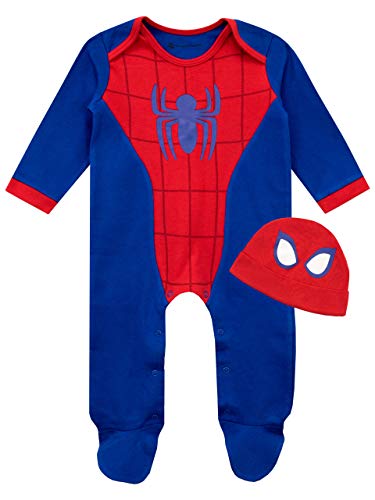 Marvel Conjunto Pijama Entera con Gorro para Niños Bebés El Hombre Araña Azul 0-3 Meses