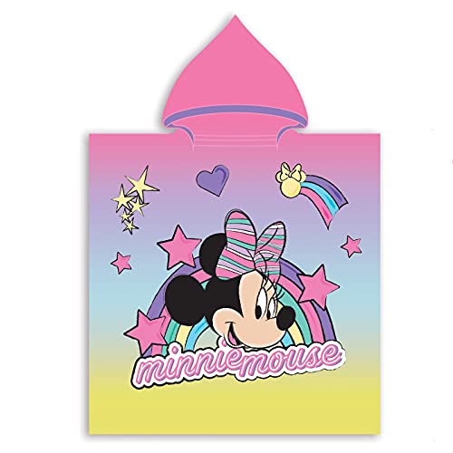 Various Poncho - Toalla Infantil con Capucha de niño y niña Licencia Oficial Disney (Minnie Mouse y Unicornio)