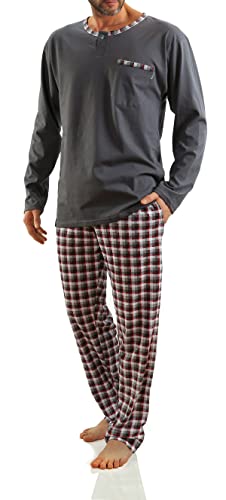 Sesto Senso Pijama Hombre Largo Algodon Inverno Clásico 2 Piezas Ropa De Dormir Conjunto Camisa Manga Larga Pantalones Largos XL Grafito