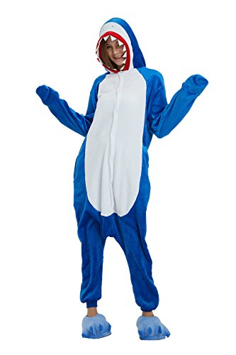 Tickos Animal Onesies Novedad Tiburón Mono Pijama Unisexo Adulto Pijama Disfraz de Cosplay de Halloween Disfraces (Tiburón, Medium)