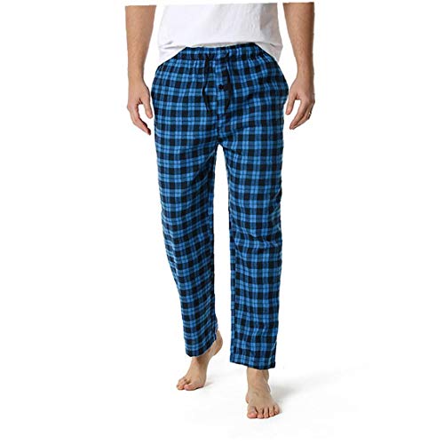 Ohomr Loose Pijama de Franela a Cuadros Bottoms Pantalones Hombres Partes Inferiores de los Pantalones Ocasionales Pyjamawear Ropa Interior Azul Pequeño