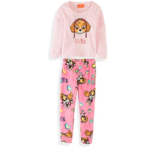 Paw Patrol Characters - Pijama de forro polar de coral extra cálido para niña, conjunto de pijama de manga larga y pantalones de 2 a 8 años, Rosa - Paw Patrol, 2-3 Años