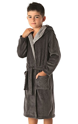 Envie Albornoz infantil, bata, con capucha, bicolor Anthrazit-Grau 110 cm-116 cm