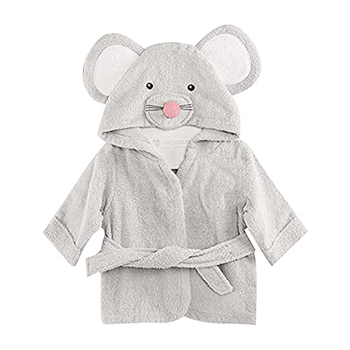 MOMSIV - Albornoz de algodón con capucha para bebé, color gris