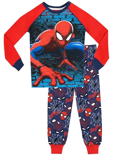 Spiderman Pijamas de Manga Larga para Niños Ajuste Ceñido El Hombre Araña Azul 6-7 Años