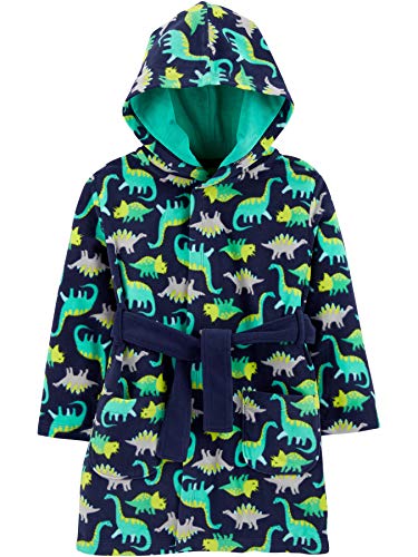 Simple Joys by Carter's Hooded Sleeper Robe Bata para bebé y niño pequeño, Verde/Azul Marino, Dinosaurio, 12-24 Meses