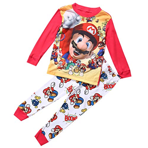 jsadfojas Juego de Ropa de Dormir de Super Mario para bebé y niña, con Dibujos Animados, 1 – 7 años (Multicolor, 4-5 años)