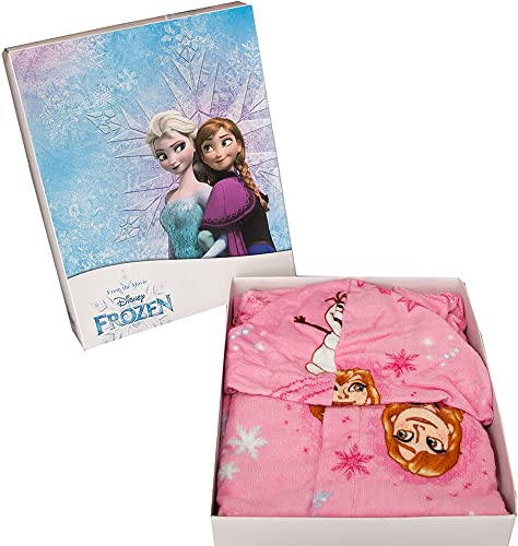 Albornoz con capucha original de Disney Frozen de los años 2, 3, 4, 5, 6, 7, 100 % rizo de puro algodón de terciopelo para niña (2/3 años)