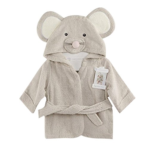 MOMSIV - Albornoz de algodón con capucha para bebé, color gris